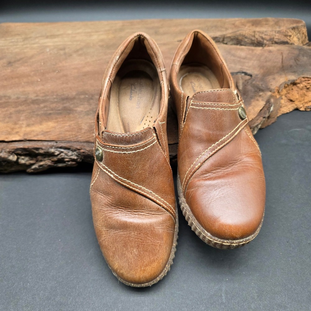 Casual Clarks Cheyn Madi Loafer Women 9 M Brn Leather Slip On Ortholite Comfor